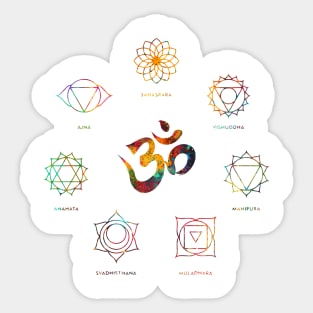 Set of chakra yoga symbols Sticker